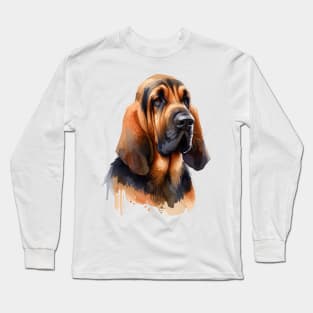 Bloodhound Watercolor Painting - Beautiful Dog Long Sleeve T-Shirt